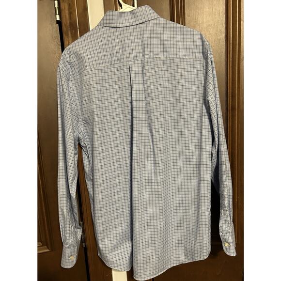 JOS A BANK Men’s Long Sleeve Medium Blue Plaid Shirt Traveler - Picture 4 of 5